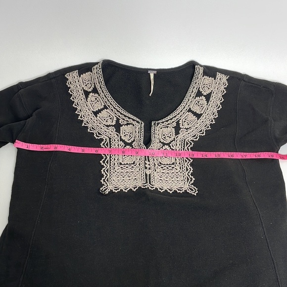 Free People Black Santa Maria Embroidered Peasant French Terry Pullover X-Small - Picture 10 of 13